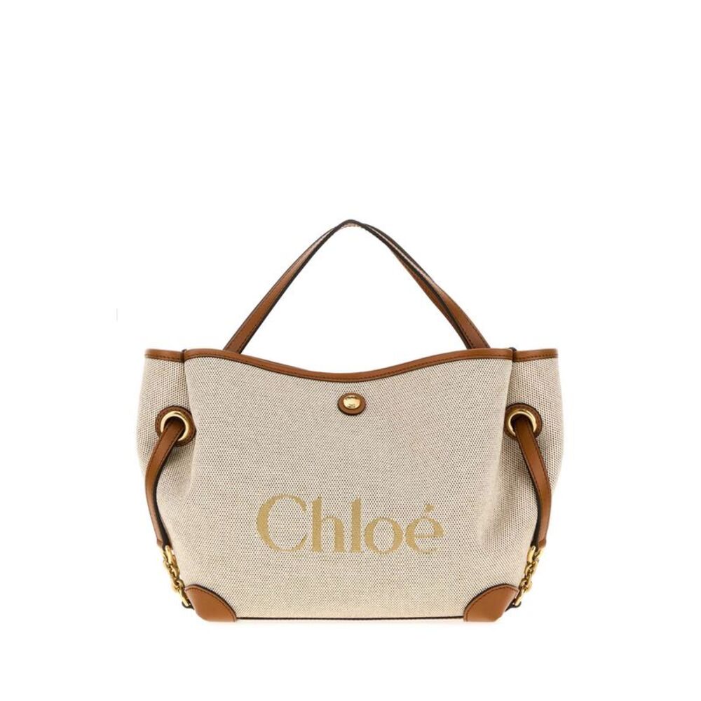 Chloe Women Sand Canvas Small Chloe Clover Handbag